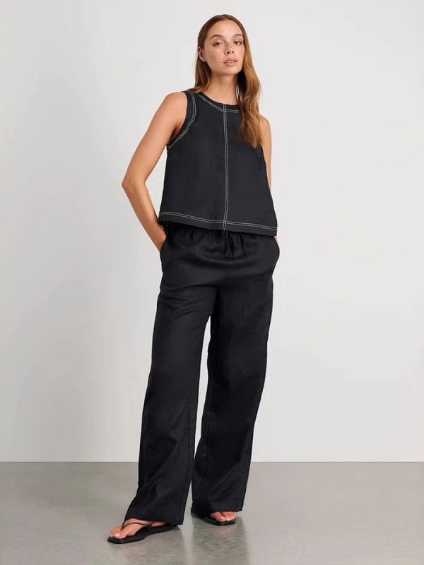bronlads cotton linen vest pants set women's wide leg long pants sleeveless top casual suit 2025 spring summer new pant sets Bronlads Cotton Linen Vest Pants Set Women\'s Wide Leg Long Pants Sleeveless Top Casual Suit 2025 Spring Summer New Pant Sets 5