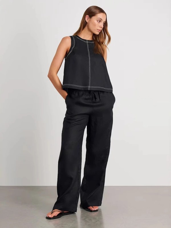 bronlads cotton linen vest pants set women's wide leg long pants sleeveless top casual suit 2025 spring summer new pant sets Bronlads Cotton Linen Vest Pants Set Women\'s Wide Leg Long Pants Sleeveless Top Casual Suit 2025 Spring Summer New Pant Sets 6