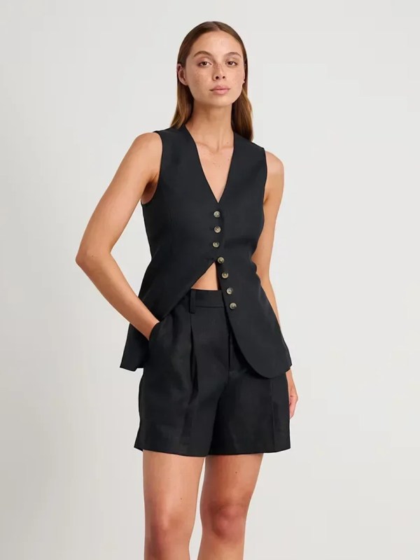 bornlads cotton and linen chic casual vest shorts set women's summer new fashion commuter sleeveless tank top shorts suits Bornlads Cotton And linen Chic Casual Vest Shorts Set Women\'s Summer New Fashion Commuter Sleeveless Tank Top Shorts Suits