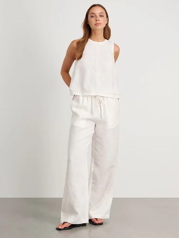 bronlads cotton linen vest pants set women's wide leg long pants sleeveless top casual suit 2025 spring summer new pant sets Bronlads Cotton Linen Vest Pants Set Women\'s Wide Leg Long Pants Sleeveless Top Casual Suit 2025 Spring Summer New Pant Sets