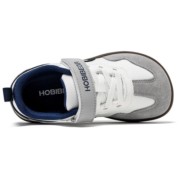 hobibear kids wide toe barefoot shoes hook loop minimalist sneakers artificial leather mesh retro walking shoes for big kid HOBIBEAR Kids Wide Toe Barefoot Shoes Hook Loop Minimalist Sneakers Artificial Leather Mesh Retro Walking Shoes for Big Kid 3