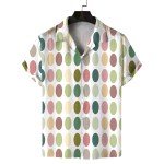 men's summer cuban collar short sleeved shirt with polka dot prints, lively, sunny, casual, comfortable and versatile Men\'s summer Cuban collar short-sleeved shirt with polka dot prints, lively, sunny, casual, comfortable and versatile 3