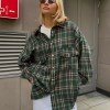 Bornladies 2025 Vintage Loose Plaid Women\'S Shirt Fashion Lapel Long Sleeve Office Lady Shirts And Blouses Tops Female Clothing 5