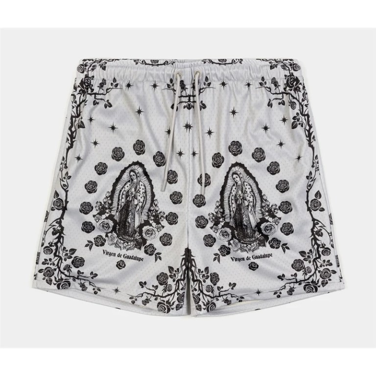 Our Lady Of Guadalupe Pattern Print Beach Shorts Men Women Summer Street Casual Breathable Rose Design Flowers Board Short New 5