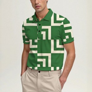 men's summer short sleeve polo shirt, stylish collared printed button up top, casual and comfortable Men\'s Summer Short-Sleeve Polo Shirt, Stylish Collared Printed Button-Up Top, Casual and Comfortable 1