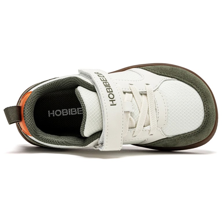 HOBIBEAR Wide Width Shoes for Kids Barefoot Hook Loop Sneakers Minimalist Artificial Leather Lightweight Soft Walking Shoes 6