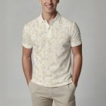 Summer Men's Fashion Printed Short-Sleeve Polo Shirt, Stylish Collared Button-Up Top, Breathable, Comfortable and Versatile 1