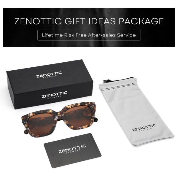 ZENOTTIC Women's Fashion Sunglasses Polarized UV Protection Square Acetate Frame Gift with Printing Butterfly Design 5