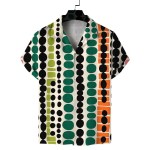men's summer cuban collar short sleeved shirt with polka dot prints, lively, sunny, casual, comfortable and versatile Men\'s summer Cuban collar short-sleeved shirt with polka dot prints, lively, sunny, casual, comfortable and versatile 2