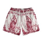 Our Lady Of Guadalupe Pattern Print Beach Shorts Men Women Summer Street Casual Breathable Rose Design Flowers Board Short New 3