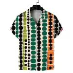 men's summer cuban collar short sleeved shirt with polka dot prints, lively, sunny, casual, comfortable and versatile Men\'s summer Cuban collar short-sleeved shirt with polka dot prints, lively, sunny, casual, comfortable and versatile 2
