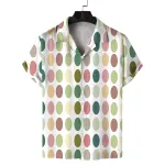 men's summer cuban collar short sleeved shirt with polka dot prints, lively, sunny, casual, comfortable and versatile Men\'s summer Cuban collar short-sleeved shirt with polka dot prints, lively, sunny, casual, comfortable and versatile 3