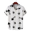 Men\'s summer Cuban collar short-sleeved shirt cat eating fish print men\'s shirt comfortable and breathable 5