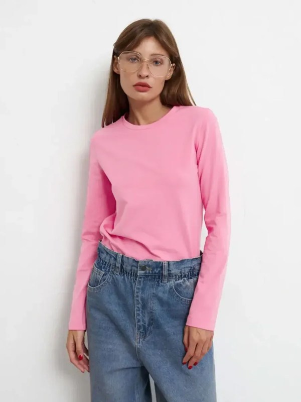 bornladies women's spring autumn 100% cotton t shirt bottoming basic solid lady long sleeve loose tops shirts oversized t shirt Bornladies Women\'s Spring Autumn 100% Cotton T-shirt Bottoming Basic Solid Lady Long Sleeve Loose Tops Shirts Oversized T Shirt 2
