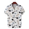 Men\'s summer Cuban collar short-sleeved shirt cat eating fish print men\'s shirt comfortable and breathable 4