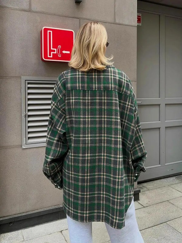 bornladies 2025 vintage loose plaid women's shirt fashion lapel long sleeve office lady shirts and blouses tops female clothing Bornladies 2025 Vintage Loose Plaid Women\'S Shirt Fashion Lapel Long Sleeve Office Lady Shirts And Blouses Tops Female Clothing 6