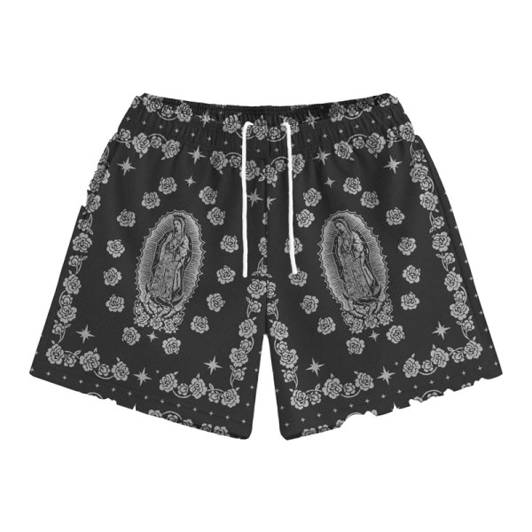 our lady of guadalupe pattern print beach shorts men women summer street casual breathable rose design flowers board short new Our Lady Of Guadalupe Pattern Print Beach Shorts Men Women Summer Street Casual Breathable Rose Design Flowers Board Short New 4