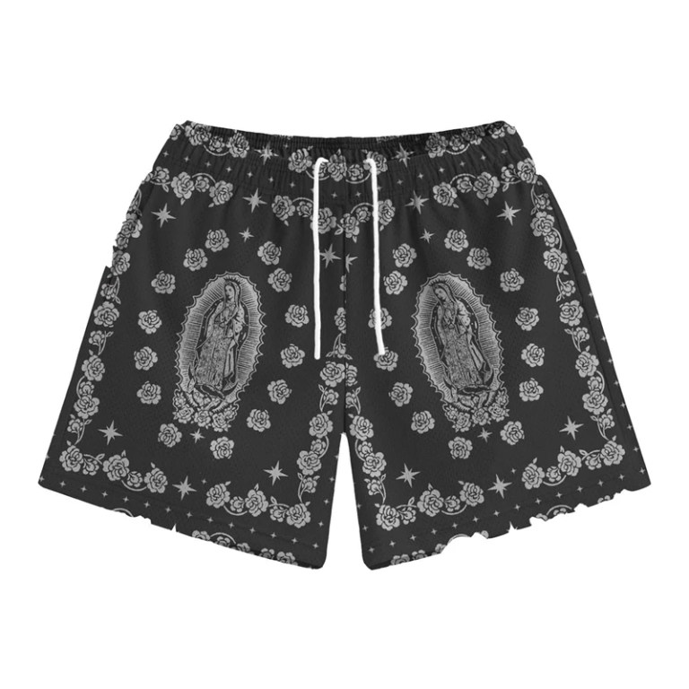 Our Lady Of Guadalupe Pattern Print Beach Shorts Men Women Summer Street Casual Breathable Rose Design Flowers Board Short New 4
