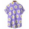 Floral Daisy Casual Men\'s Shirt Daily Out Summer Lapel Short Sleeve Purple Orange Flower Shirt Hawaii Shirt Casual Clothing 4