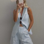 bornlads cotton and linen chic casual vest shorts set women's summer new fashion commuter sleeveless tank top shorts suits Bornlads Cotton And linen Chic Casual Vest Shorts Set Women\'s Summer New Fashion Commuter Sleeveless Tank Top Shorts Suits 6