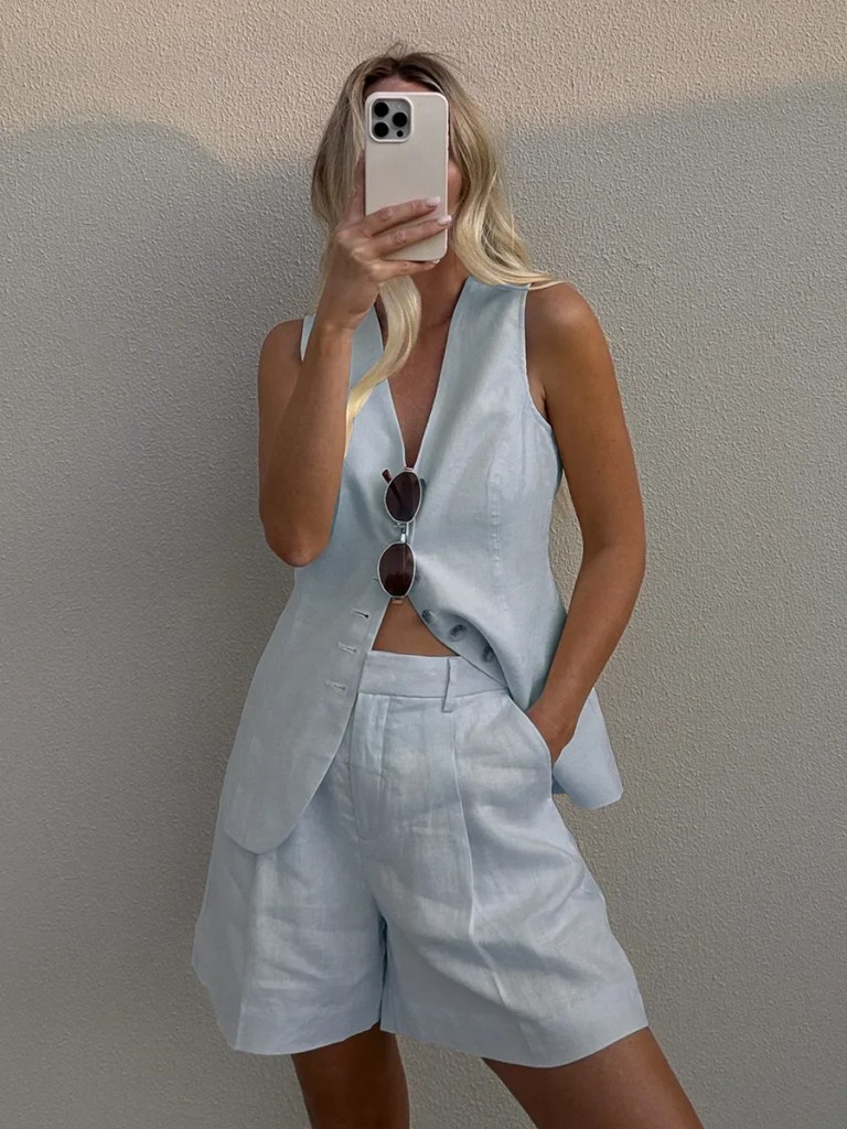 bornlads cotton and linen chic casual vest shorts set women's summer new fashion commuter sleeveless tank top shorts suits Bornlads Cotton And linen Chic Casual Vest Shorts Set Women\'s Summer New Fashion Commuter Sleeveless Tank Top Shorts Suits 6