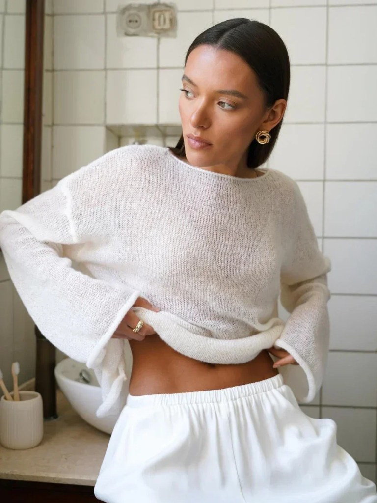 Bornlads Elegant Sweater Women Summer Autumn Casual Fashion Loose Women Pullovers Chic Pink White Jumper Sueter Mujer свитер 1