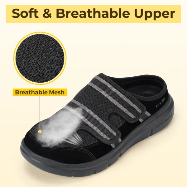 FitVille Men’S Wide Slippers With Arch Support Breathable Adjustable House Slipper Mules‌ Orthopedic Indoor Walking Shoes 3