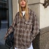 Bornladies 2025 Vintage Loose Plaid Women\'S Shirt Fashion Lapel Long Sleeve Office Lady Shirts And Blouses Tops Female Clothing