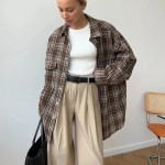 bornladies 2025 vintage loose plaid women's shirt fashion lapel long sleeve office lady shirts and blouses tops female clothing Bornladies 2025 Vintage Loose Plaid Women\'S Shirt Fashion Lapel Long Sleeve Office Lady Shirts And Blouses Tops Female Clothing 2