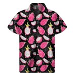 Banana Orange Dragon Fruit Pattern Shirt Men 3D Print Hawaiian Shirts Tops Summer Beach Short Sleeve Button Lapel Aloha Blouse 2