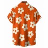 Floral Daisy Casual Men\'s Shirt Daily Out Summer Lapel Short Sleeve Purple Orange Flower Shirt Hawaii Shirt Casual Clothing 2