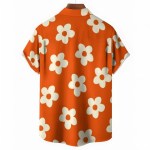 Floral Daisy Casual Men\'s Shirt Daily Out Summer Lapel Short Sleeve Purple Orange Flower Shirt Hawaii Shirt Casual Clothing 2