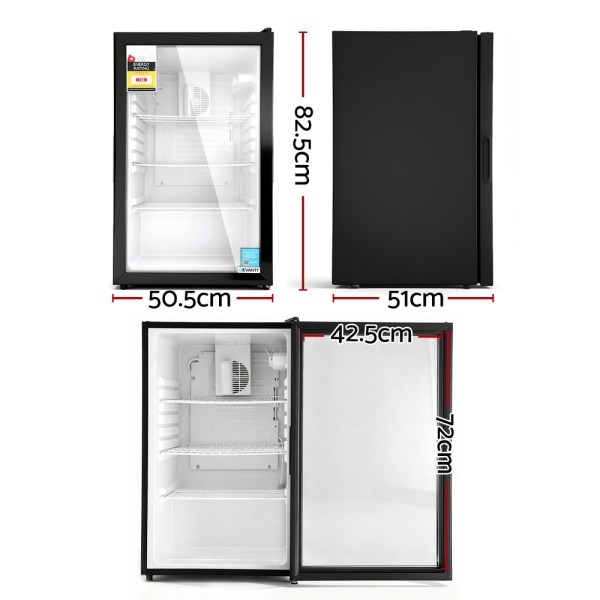 devanti 105l bar fridge glass door mini fridge countertop cooler black devanti 105l bar fridge glass door mini fridge countertop cooler black