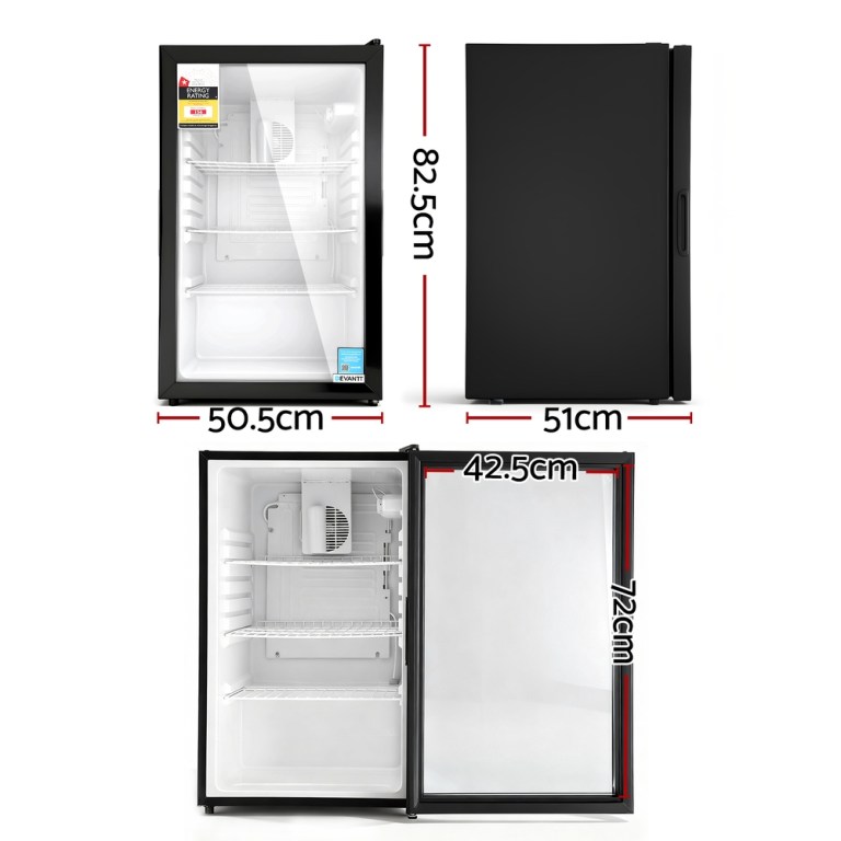 devanti 105l bar fridge glass door mini fridge countertop cooler black devanti 105l bar fridge glass door mini fridge countertop cooler black