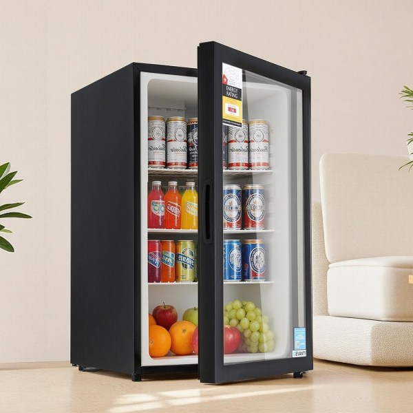 devanti 105l bar fridge glass door mini fridge countertop cooler black devanti 105l bar fridge glass door mini fridge countertop cooler black