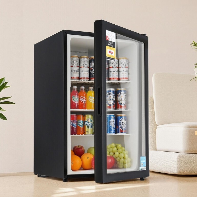 devanti 105l bar fridge glass door mini fridge countertop cooler black devanti 105l bar fridge glass door mini fridge countertop cooler black