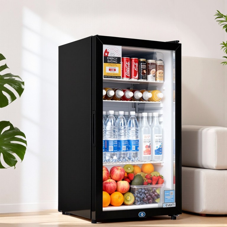 devanti 78l bar fridge glass door mini fridge countertop cooler black devanti 78l bar fridge glass door mini fridge countertop cooler black