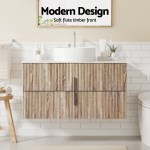 cefito vanity unit 900mm bathroom cabinet storage wall hung timber front pine