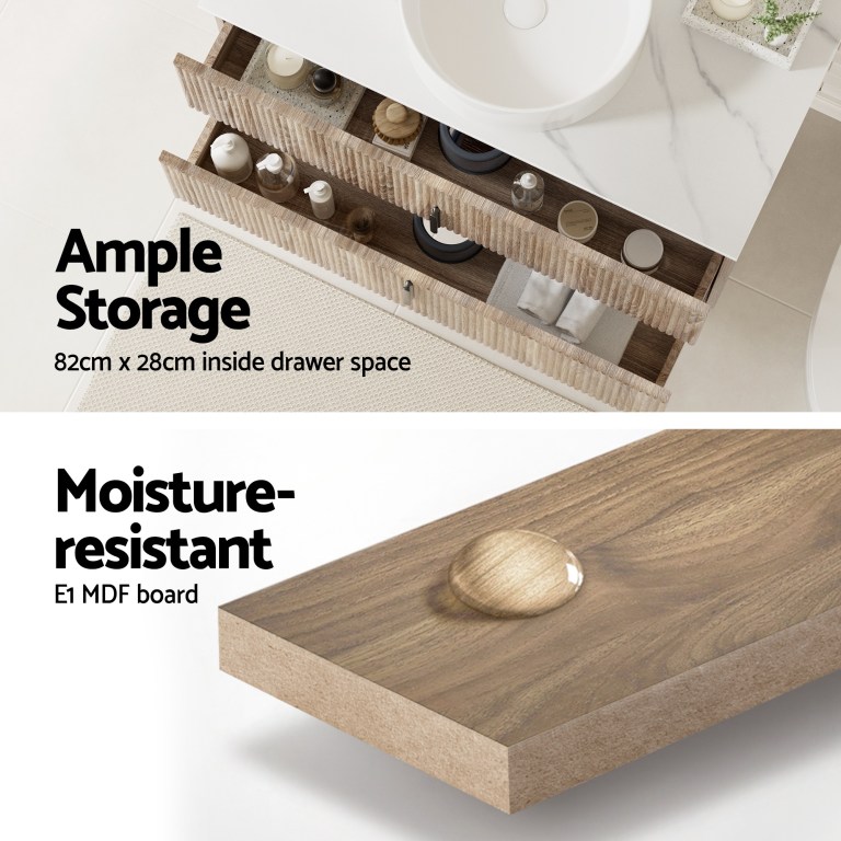cefito vanity unit 900mm bathroom cabinet storage wall hung timber front pine