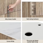 cefito vanity unit 900mm bathroom cabinet storage wall hung timber front pine
