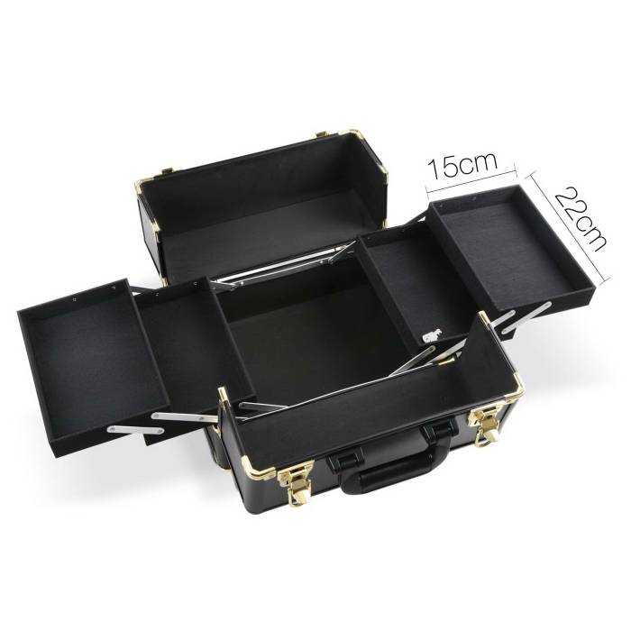 embellir makeup case beauty trolley cosmetic organiser box travel wheels gold