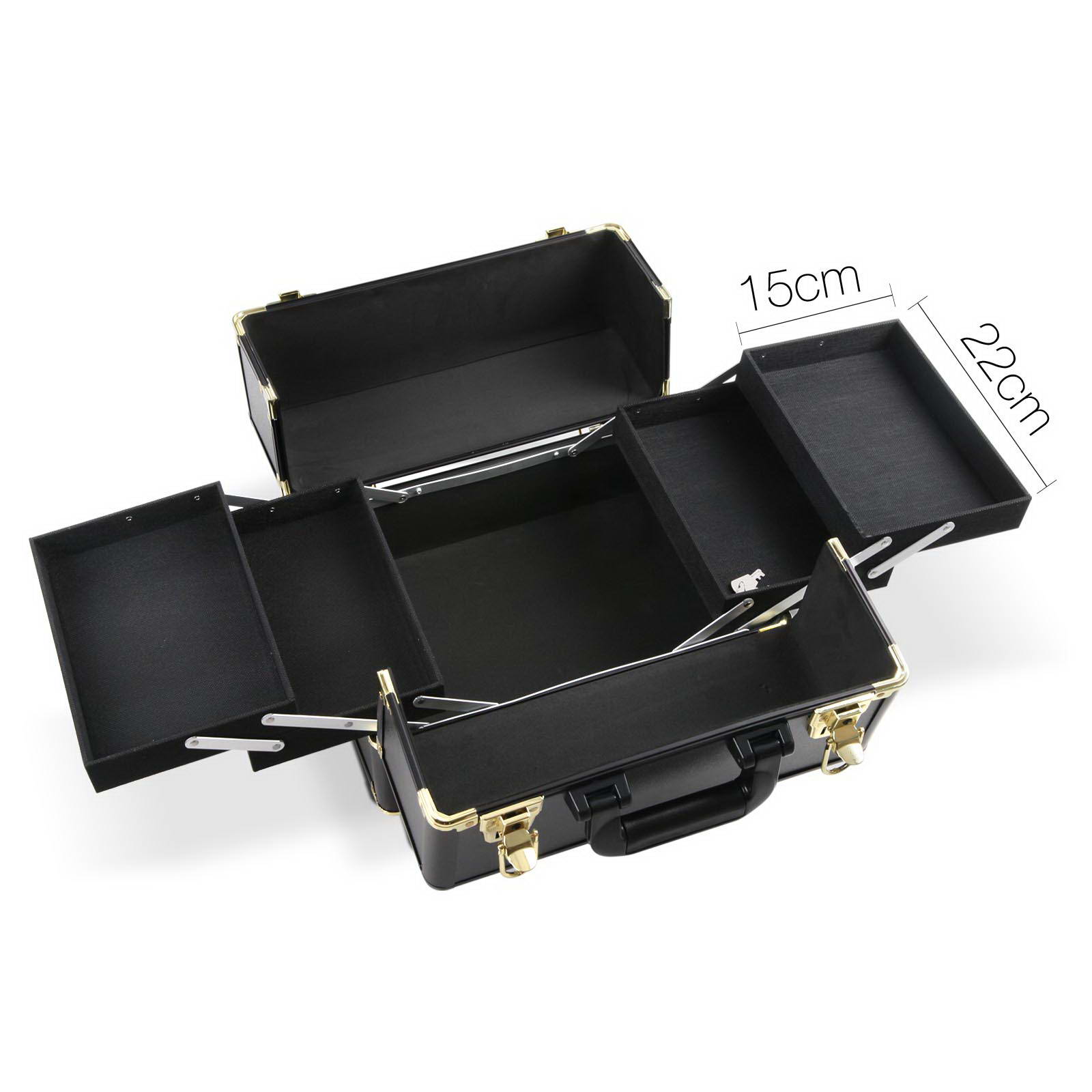 embellir makeup case beauty trolley cosmetic organiser box travel wheels gold