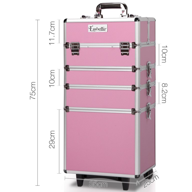 embellir makeup case beauty trolley cosmetic organiser box travel wheels pink embellir makeup case beauty trolley cosmetic organiser box travel wheels pink