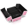embellir makeup case beauty trolley cosmetic organiser box travel wheels pink
