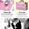embellir makeup case beauty trolley cosmetic organiser box travel wheels pink
