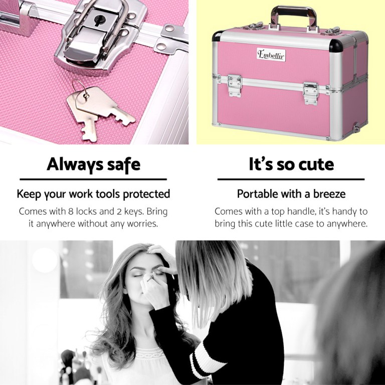 embellir makeup case beauty trolley cosmetic organiser box travel wheels pink embellir makeup case beauty trolley cosmetic organiser box travel wheels pink