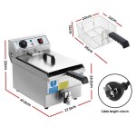 devanti 3000w electric deep fryer 10l stainless steel fryer w/ basket & lid