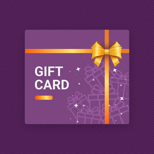 gift card Purple gift card with yellow ribbon