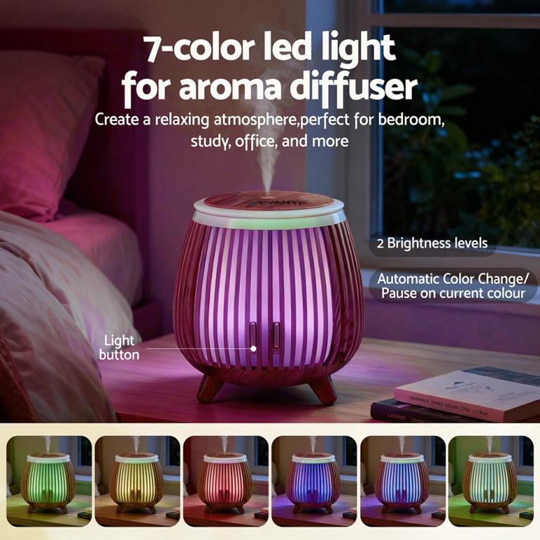 devanti ultrasonic aroma diffuser aromatherapy 140ml led lights iron humidifier forest deep wood