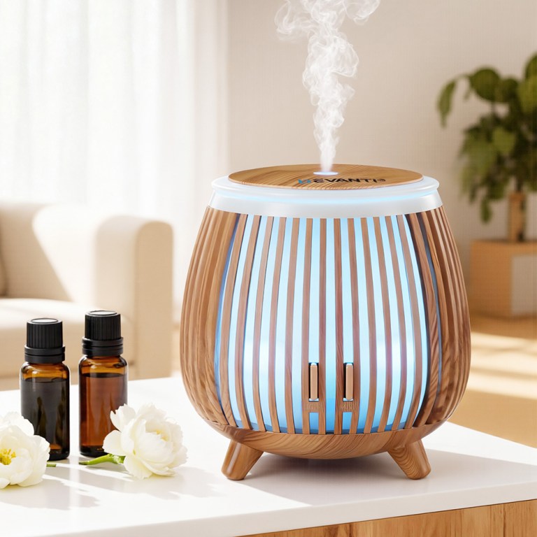 devanti ultrasonic aroma diffuser aromatherapy 140ml led lights iron humidifier forest deep wood